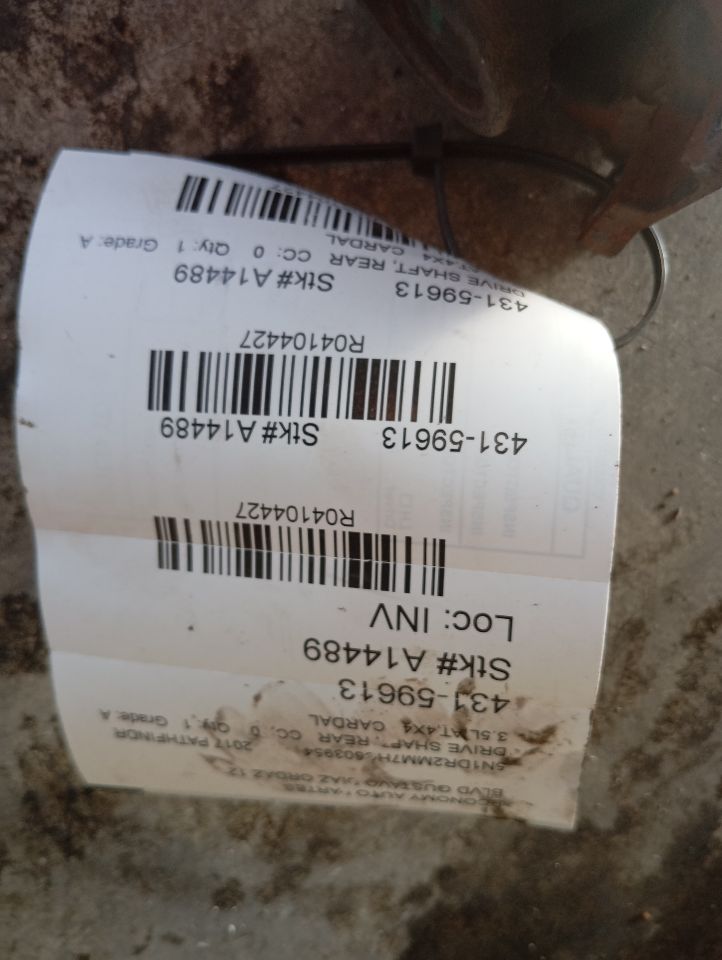2017 Nissan PATHFINDER Drive Shaft, Rear