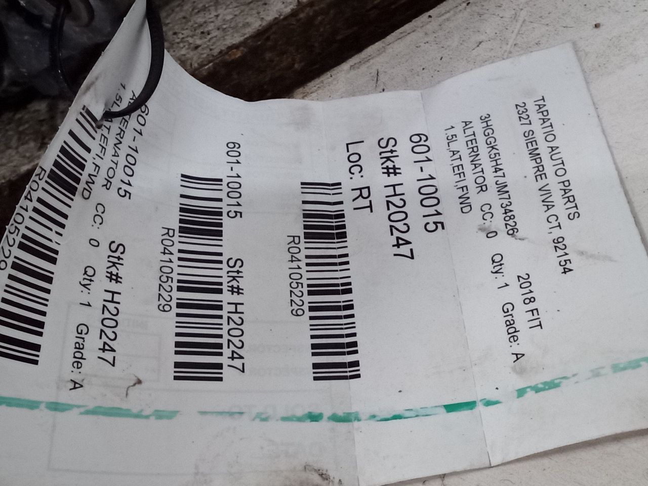 Used 2018 Honda FIT Alternator - Stock #H20247