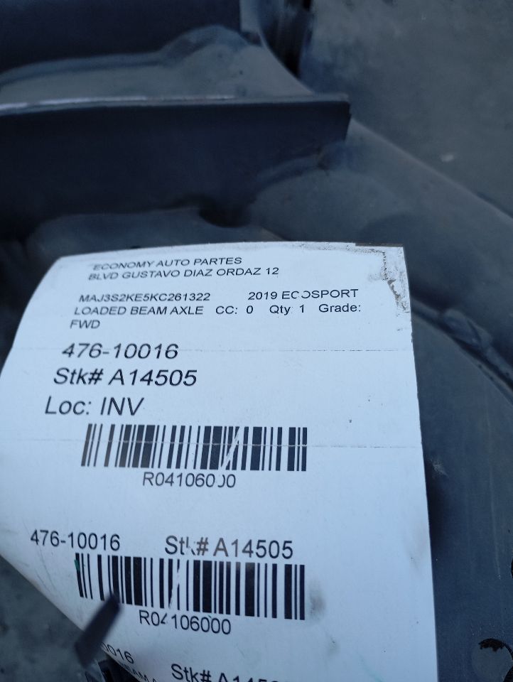 2019 Ford ECOSPORT Loaded Beam Axle