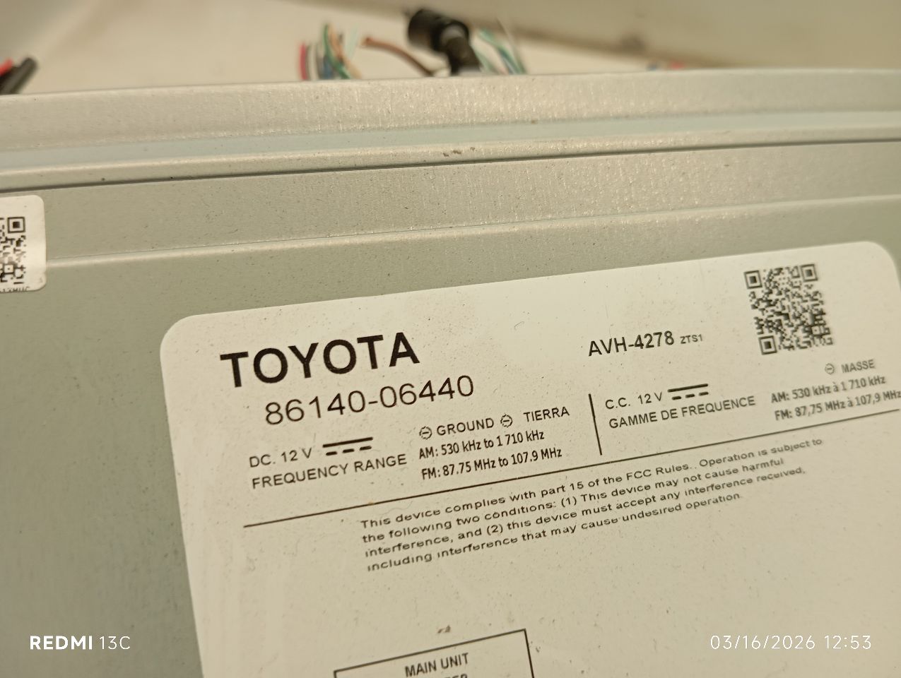 Used 2018 Toyota CAMRY ID 86140-06440 - Stock #H20155
