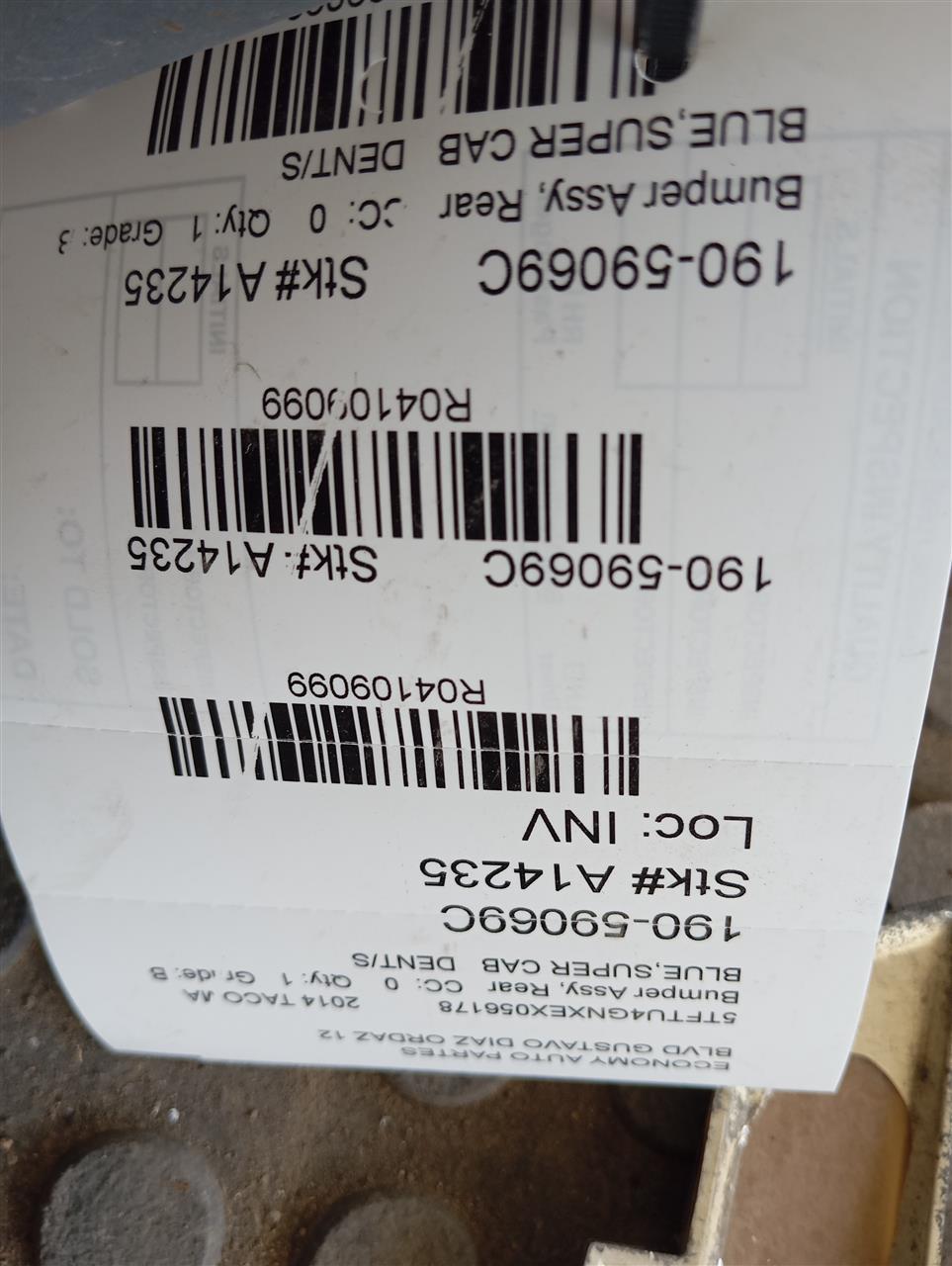 2014 Toyota TACOMA Bumper Assy, Rear