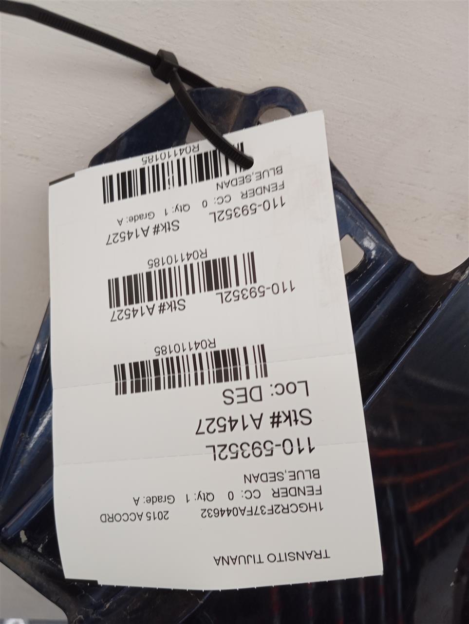 2015 ACCORD Honda Fender