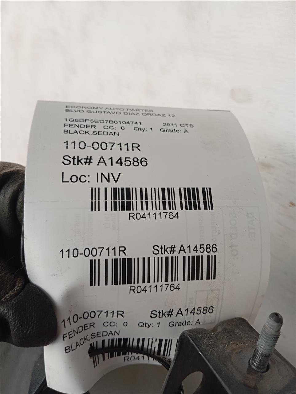 2011 General Motors CTS Fender