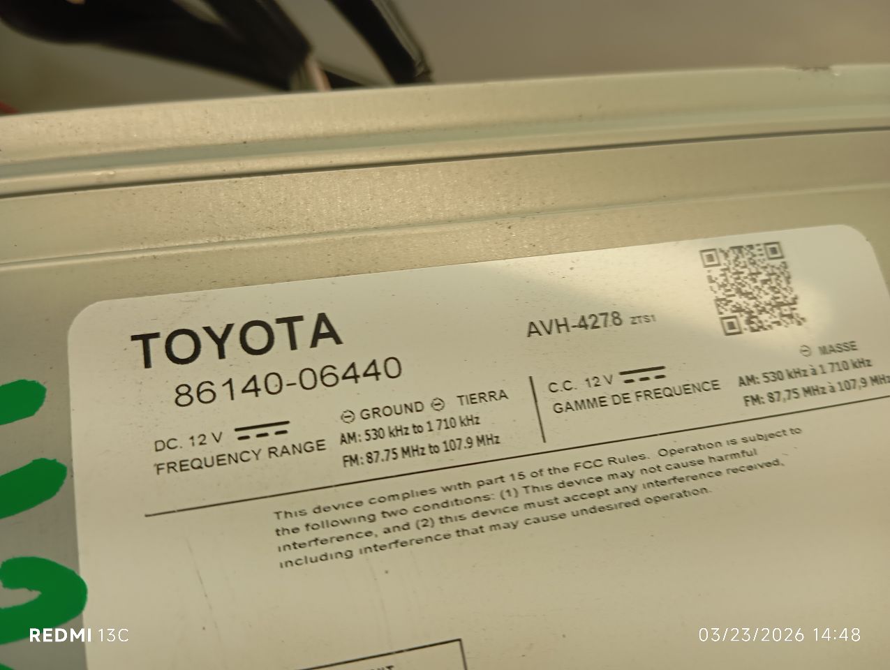 Used 2018 Toyota CAMRY ID 86140-06440 - Stock #H20219
