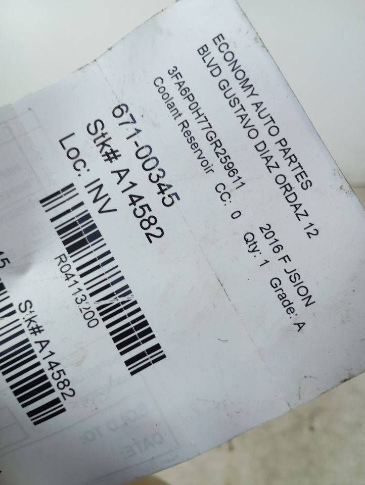 2016 Ford FUSION Coolant Reservoir