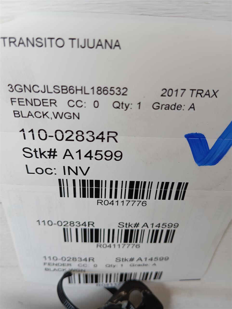 2017 General Motors TRAX Fender