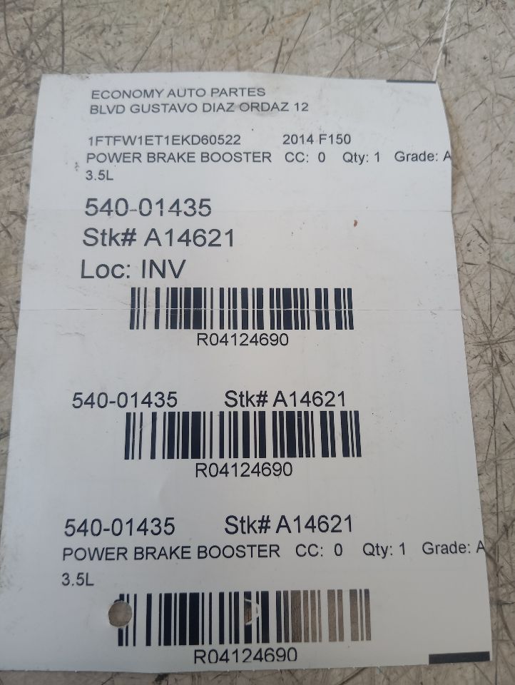 2014 Ford FORD F150 PICKUP Power Brake Booster