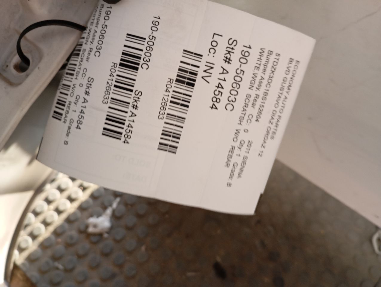 2011 SIENNA Toyota Bumper Assy, Rear