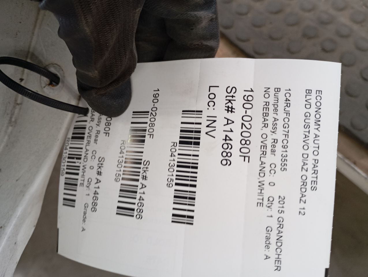2015 Jeep GRAND CHEROKEE Bumper Assy, Rear