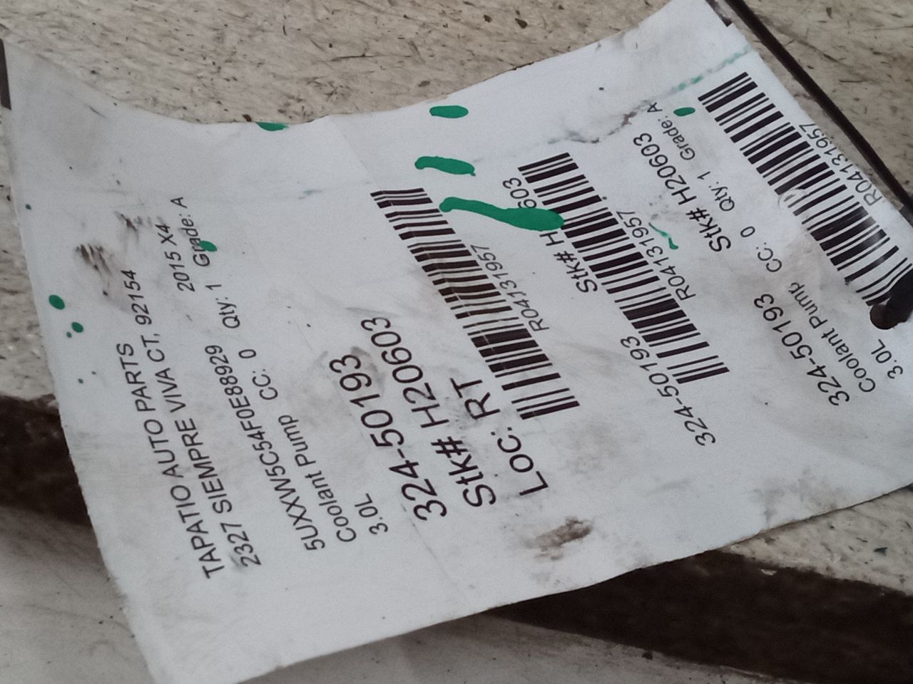 2015 BMW BMW X4 Coolant Pump