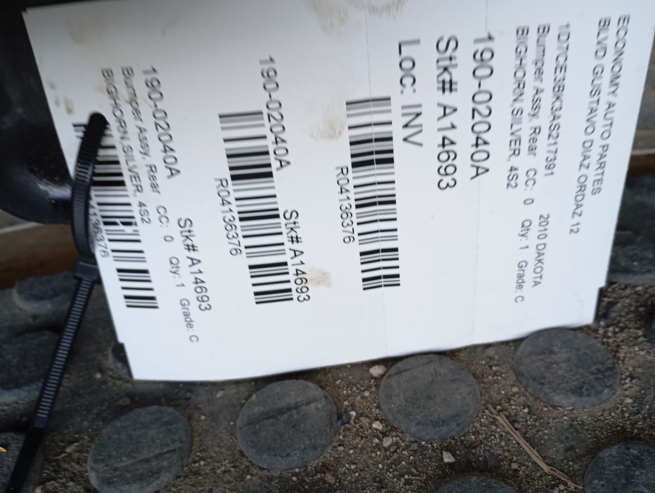 2010 Chrysler DAKOTA Bumper Assy, Rear