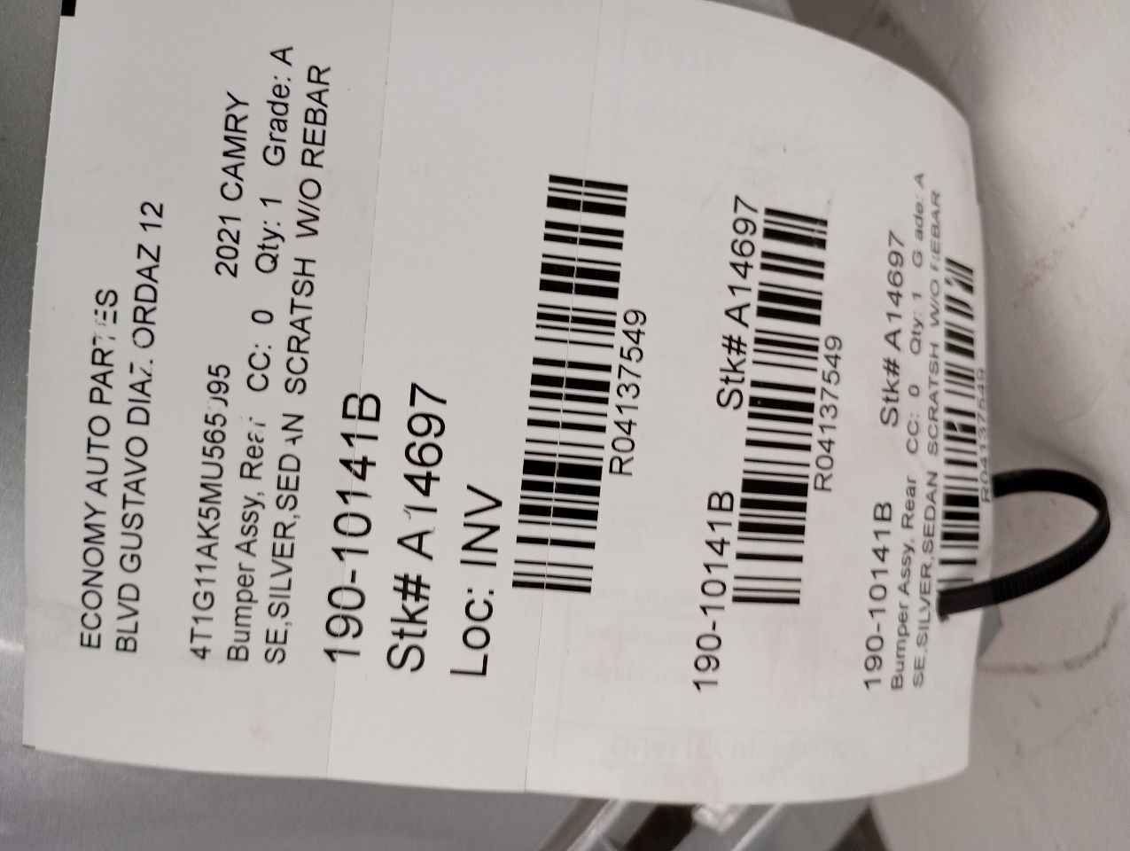 2021 Toyota CAMRY Bumper Assy, Rear