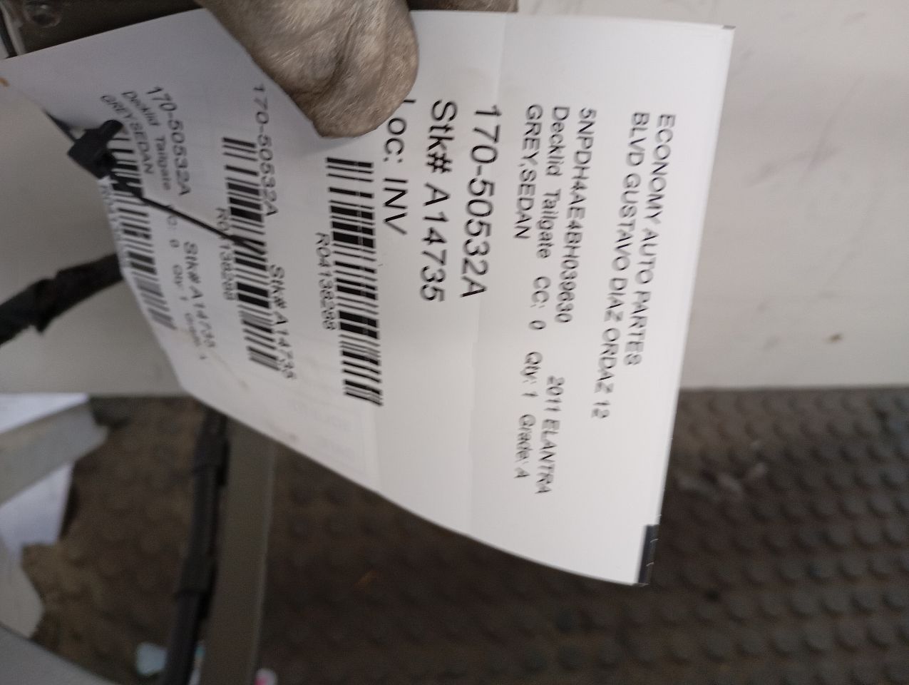 2011 Hyundai ELANTRA Decklid  Tailgate