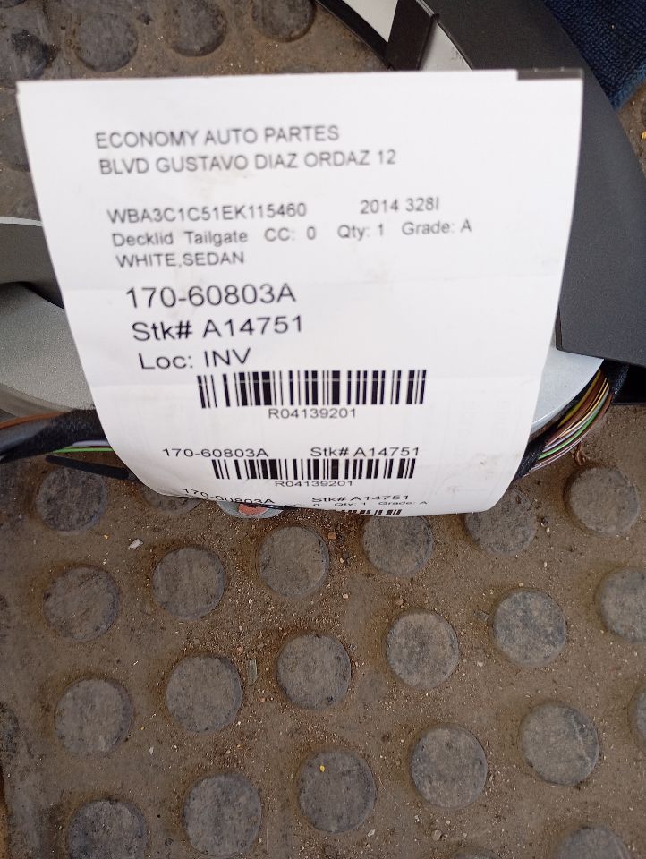 2014 BMW 328i BMW Decklid  Tailgate