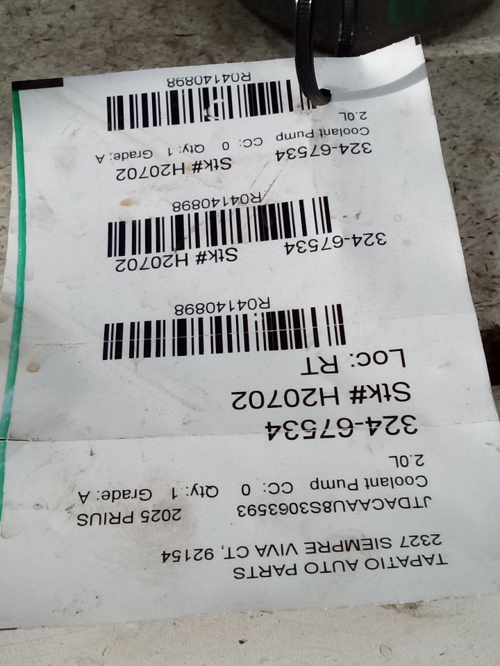 2025 Toyota PRIUS Coolant Pump