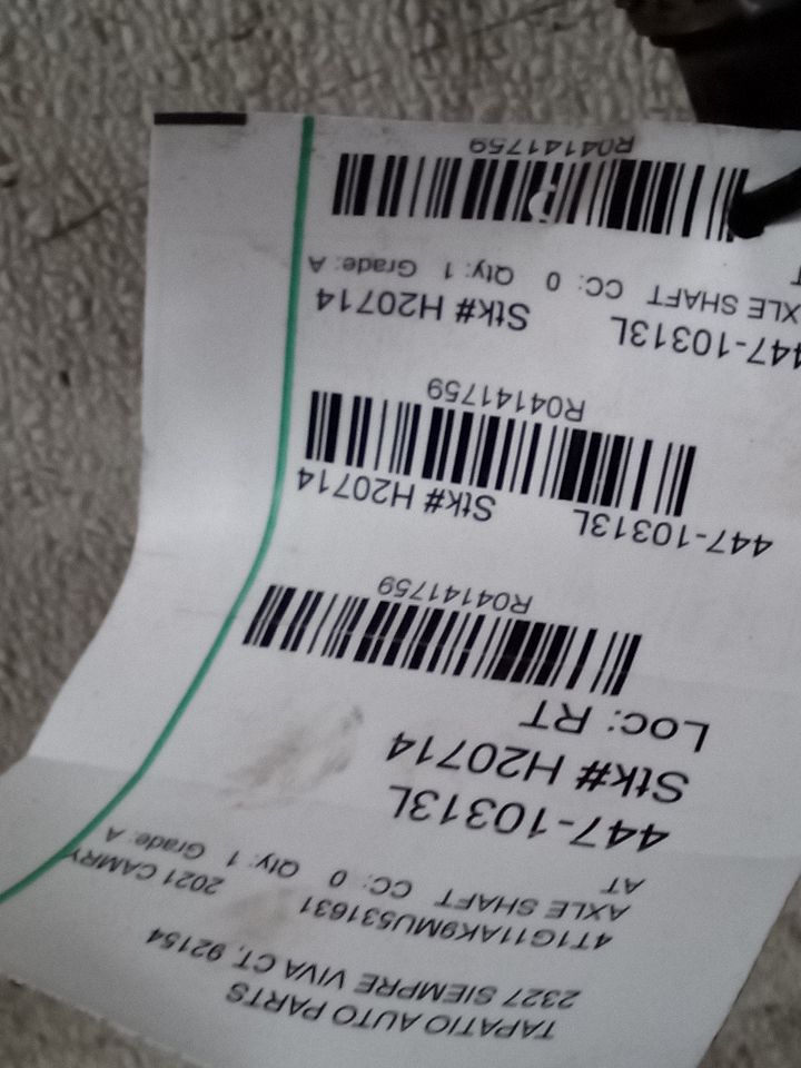 2021 Toyota CAMRY Axle Shaft