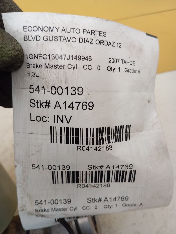 2007 General Motors TAHOE Brake Master Cyl