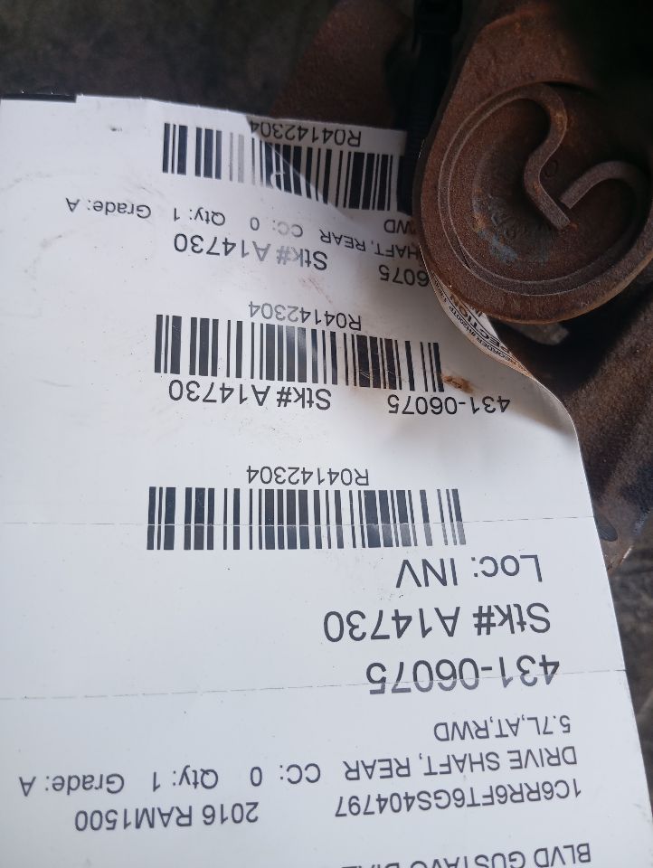 2016 Chrysler DODGE 1500 PICKUP Drive Shaft, Rear