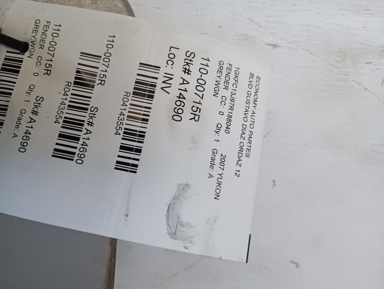 2007 General Motors YUKON Fender