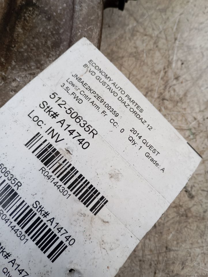 2014 Nissan QUEST Lower Cntrl Arm, Fr
