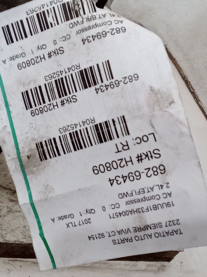 2017 Acura TLX AC Compressor