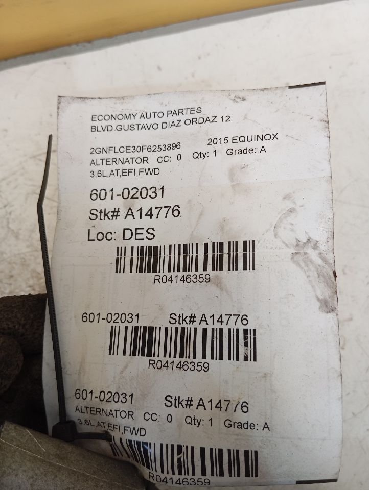 2015 General Motors EQUINOX Alternator