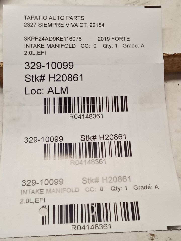 2019 FORTE Kia Intake Manifold