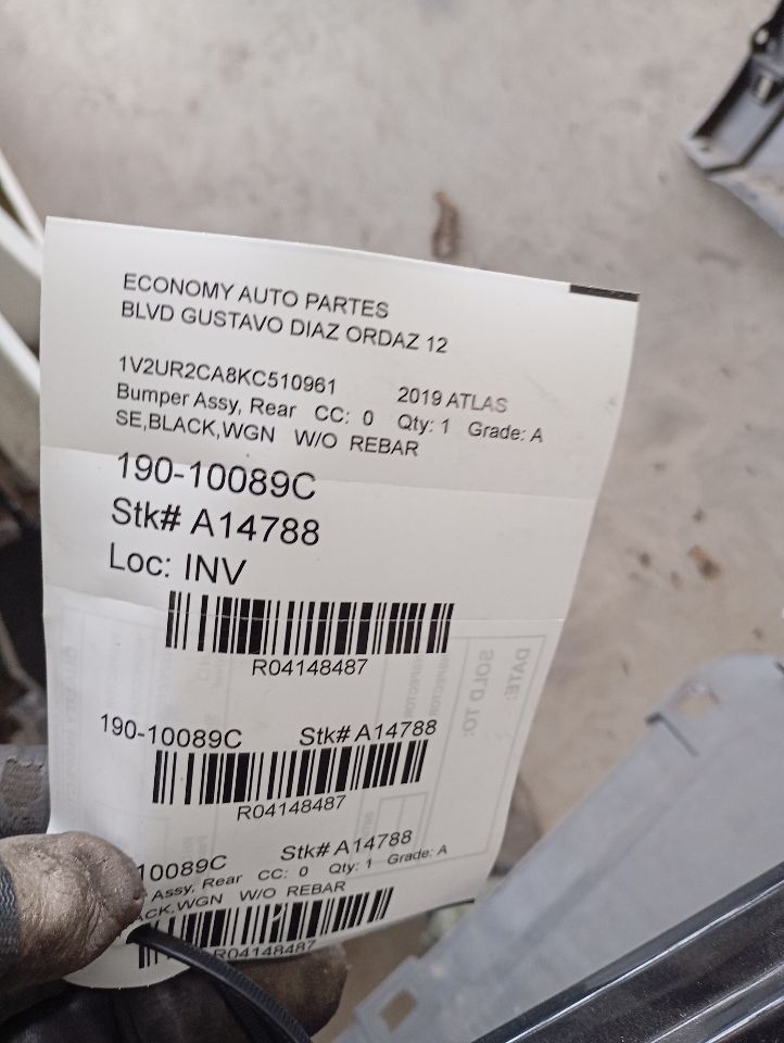 2019 ATLAS Volkswagen Bumper Assy, Rear