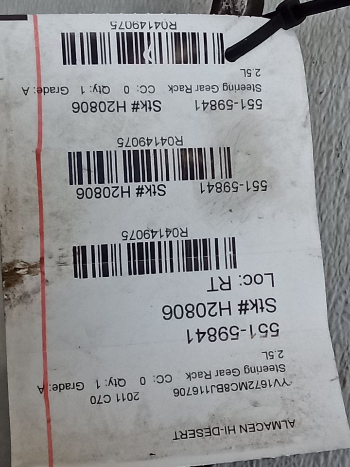 2011 Volvo VOLVO 70 SERIES Steering Gear Rack