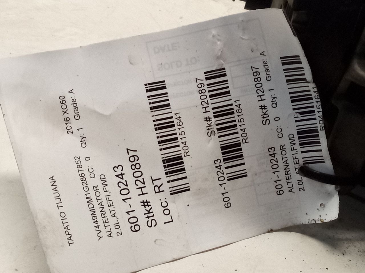 2016 Volvo VOLVO XC60 Alternator