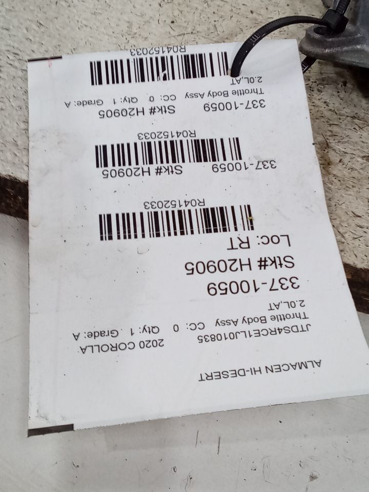 Used 2020 Toyota COROLLA (throttle valve assembly) - Stock #H20905