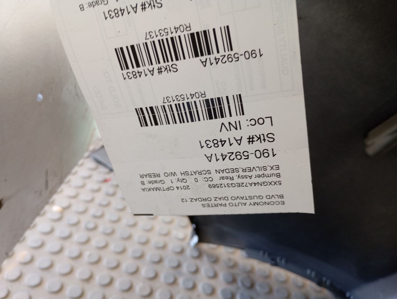 2014 Kia OPTIMA Bumper Assy, Rear