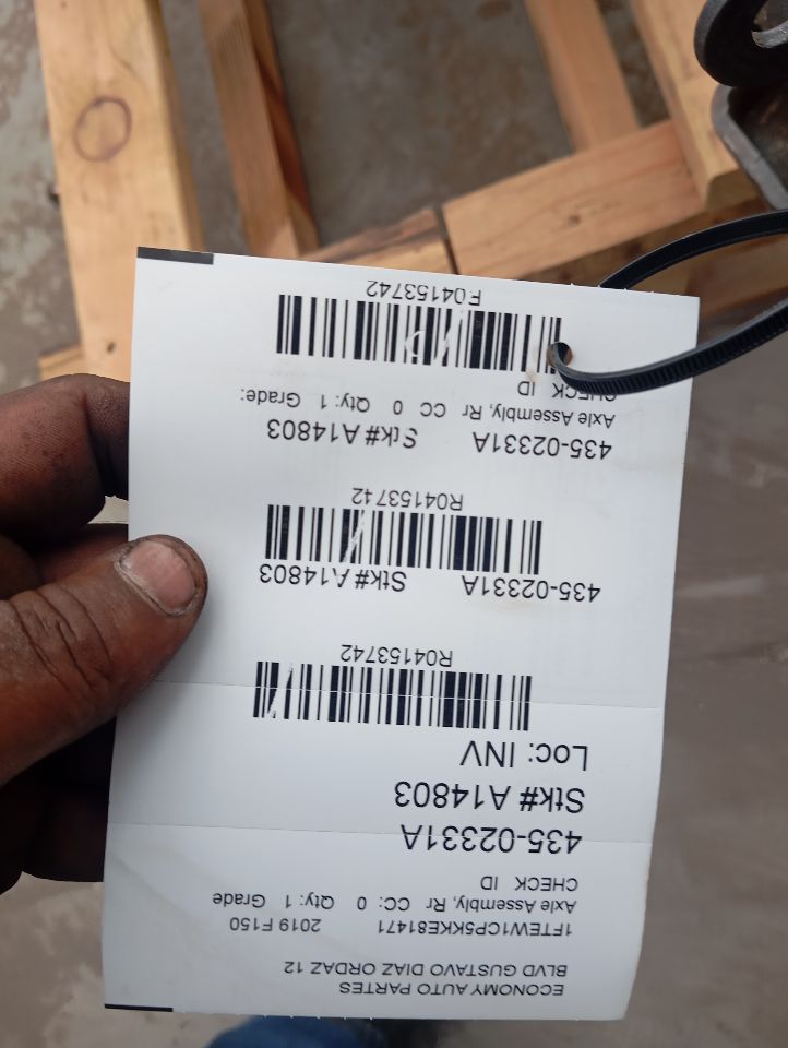 2019 Ford FORD F150 PICKUP Axle Assembly, Rr
