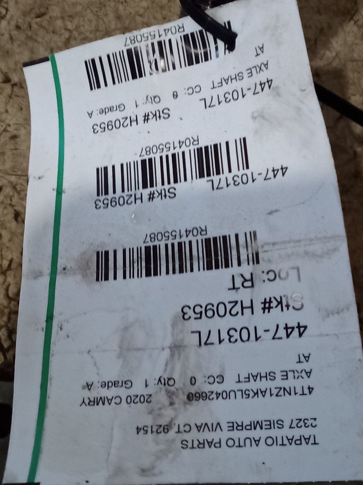 2020 Toyota CAMRY Axle Shaft