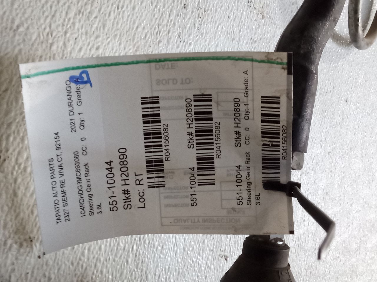 2021 Chrysler DURANGO Steering Gear Rack