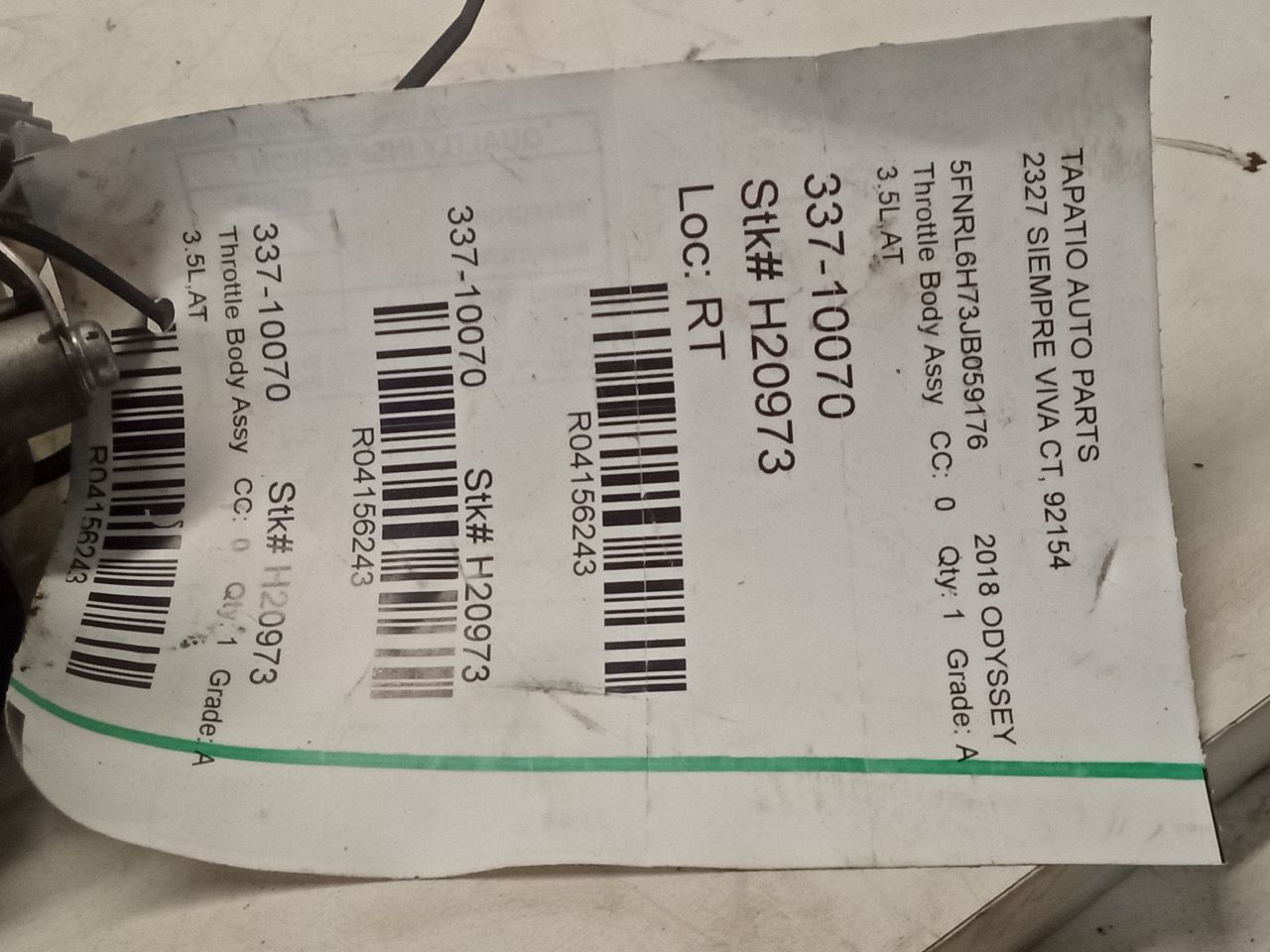 2018 Honda ODYSSEY Throttle Body Assy