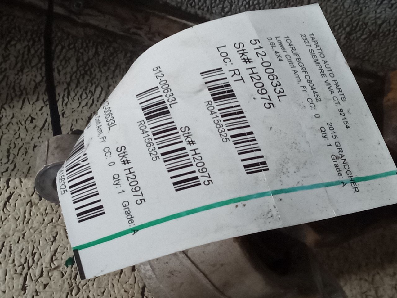 2015 Jeep GRAND CHEROKEE Lower Cntrl Arm, Fr