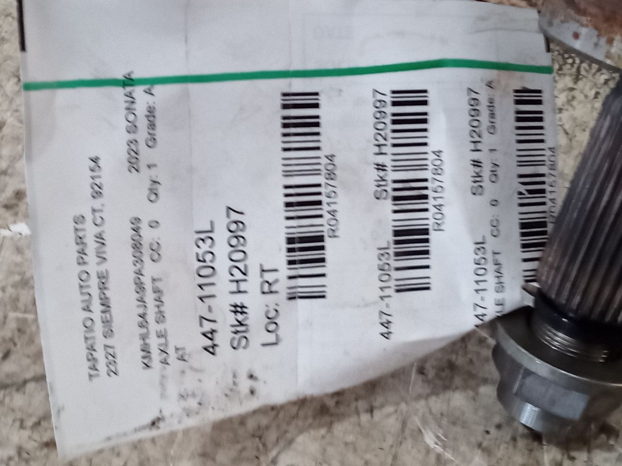 2023 Hyundai SONATA Axle Shaft