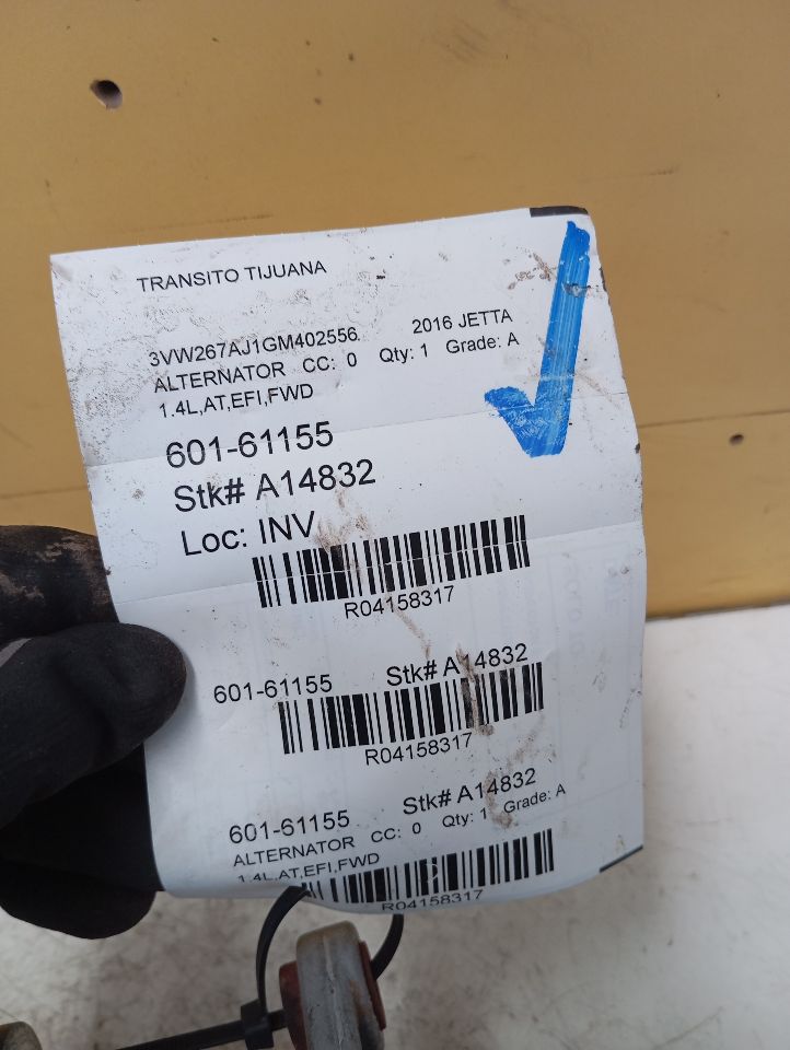 2016 JETTA Volkswagen Alternator