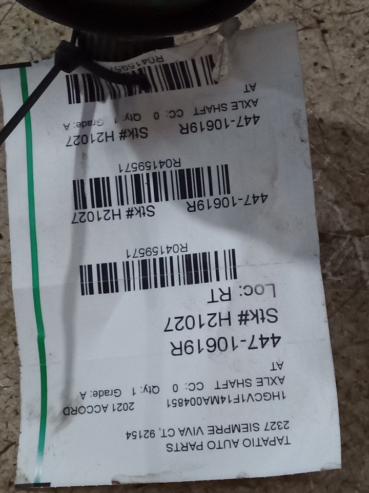 2021 Honda ACCORD Axle Shaft