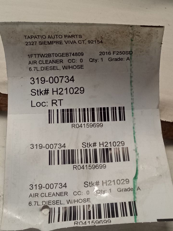 2016 Ford FORD F250SD PICKUP Air Cleaner