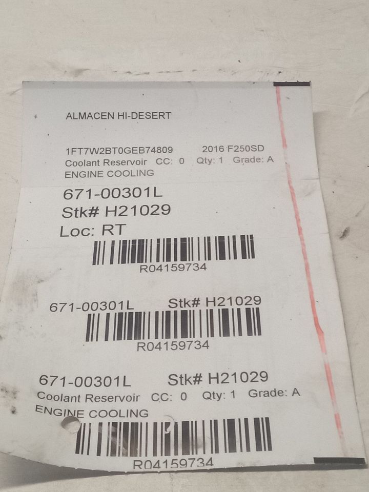 2016 Ford FORD F250SD PICKUP Coolant Reservoir