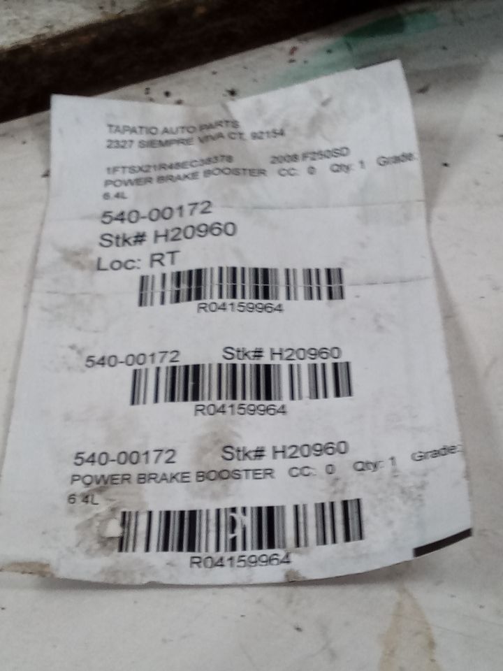 2008 Ford FORD F250SD PICKUP Power Brake Booster