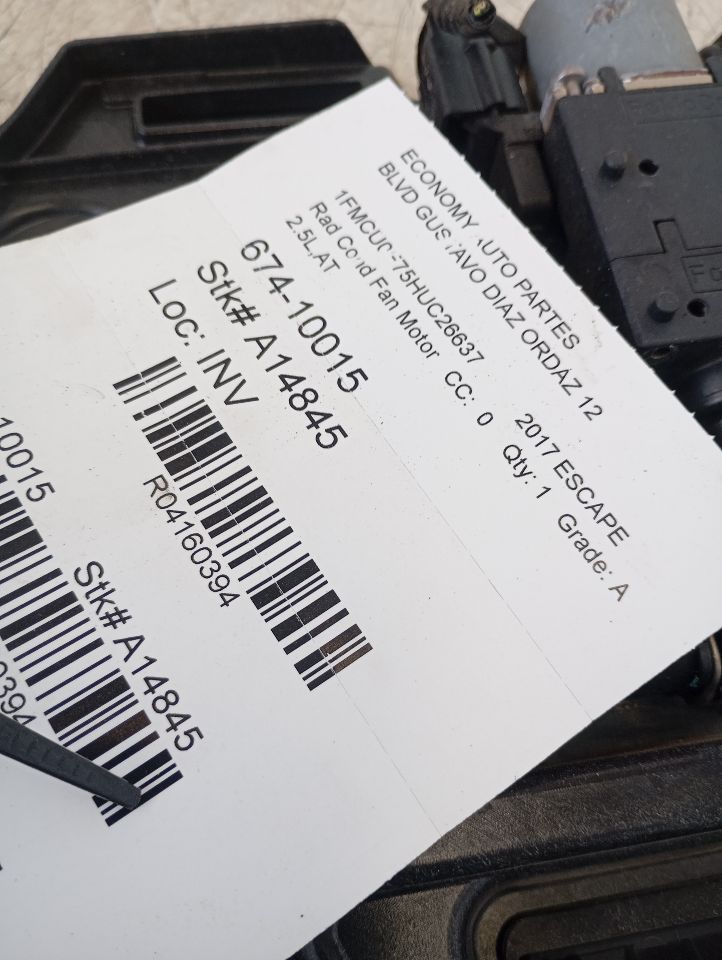 2017 Ford ESCAPE Rad Cond Fan Motor