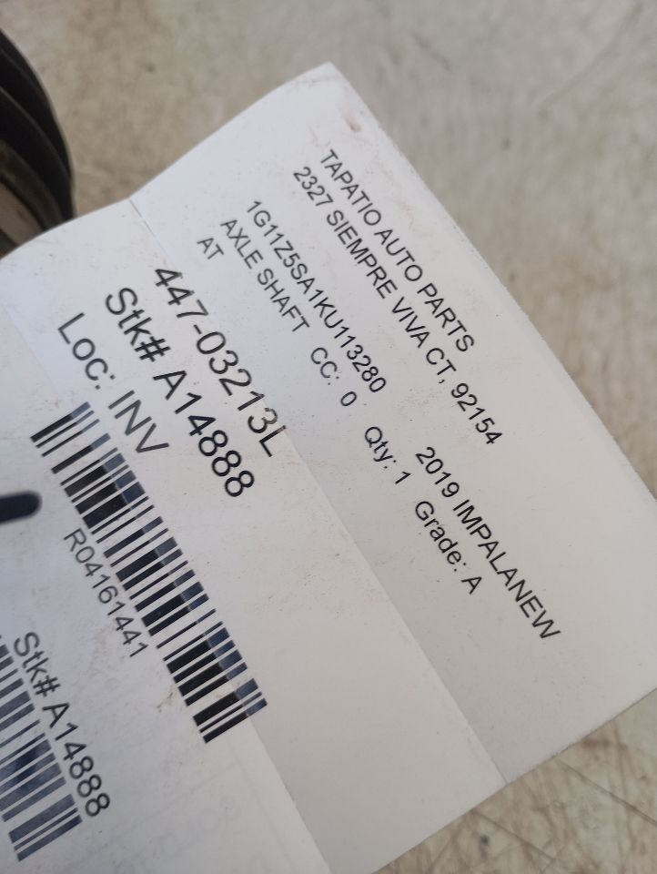 2019 General Motors IMPALA Axle Shaft