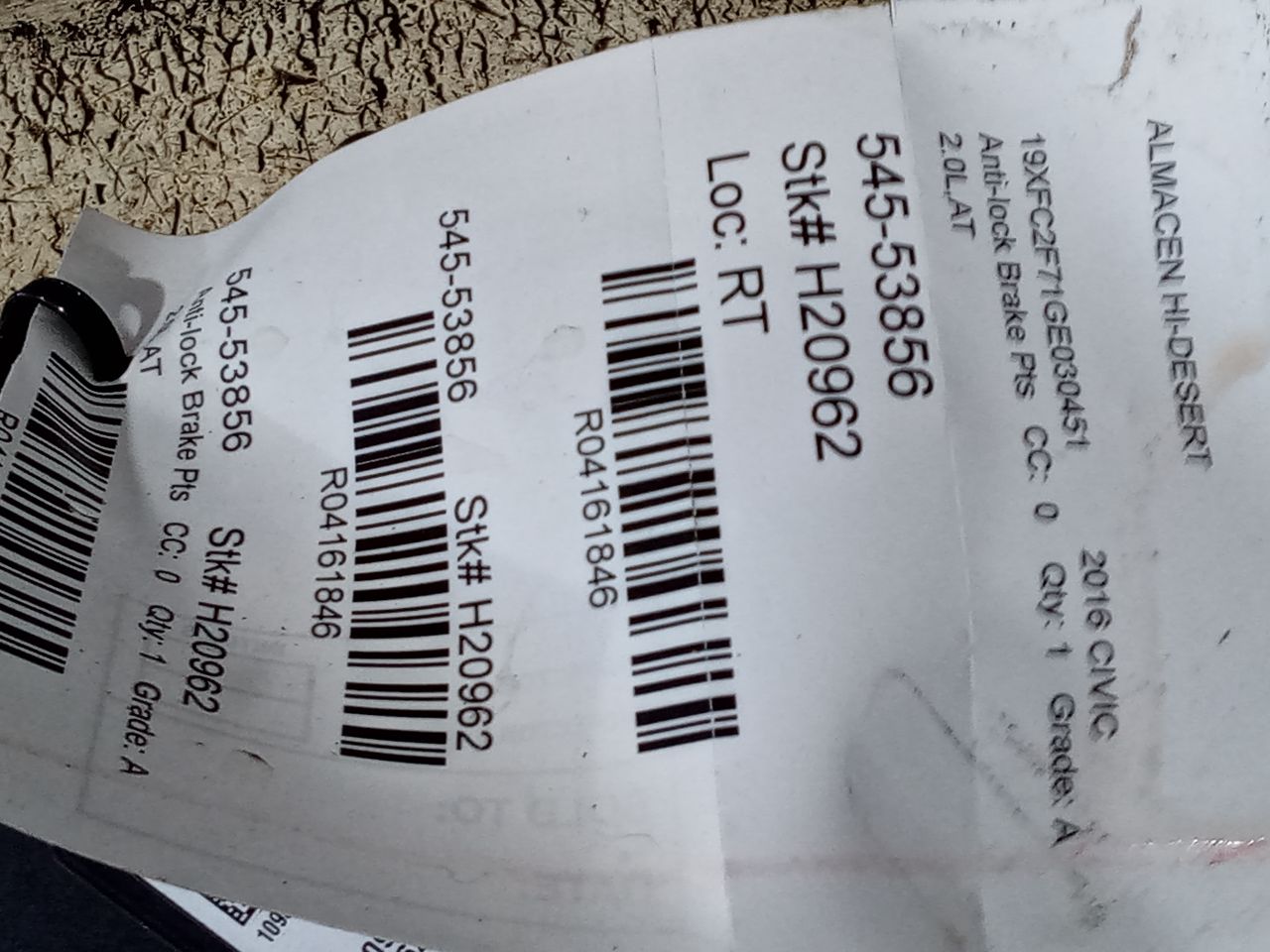 Used 2016 Honda CIVIC AT - Stock #H20962