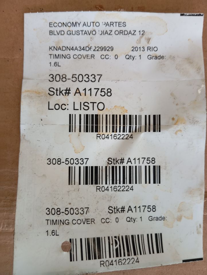 2013 Kia RIO Timing Cover