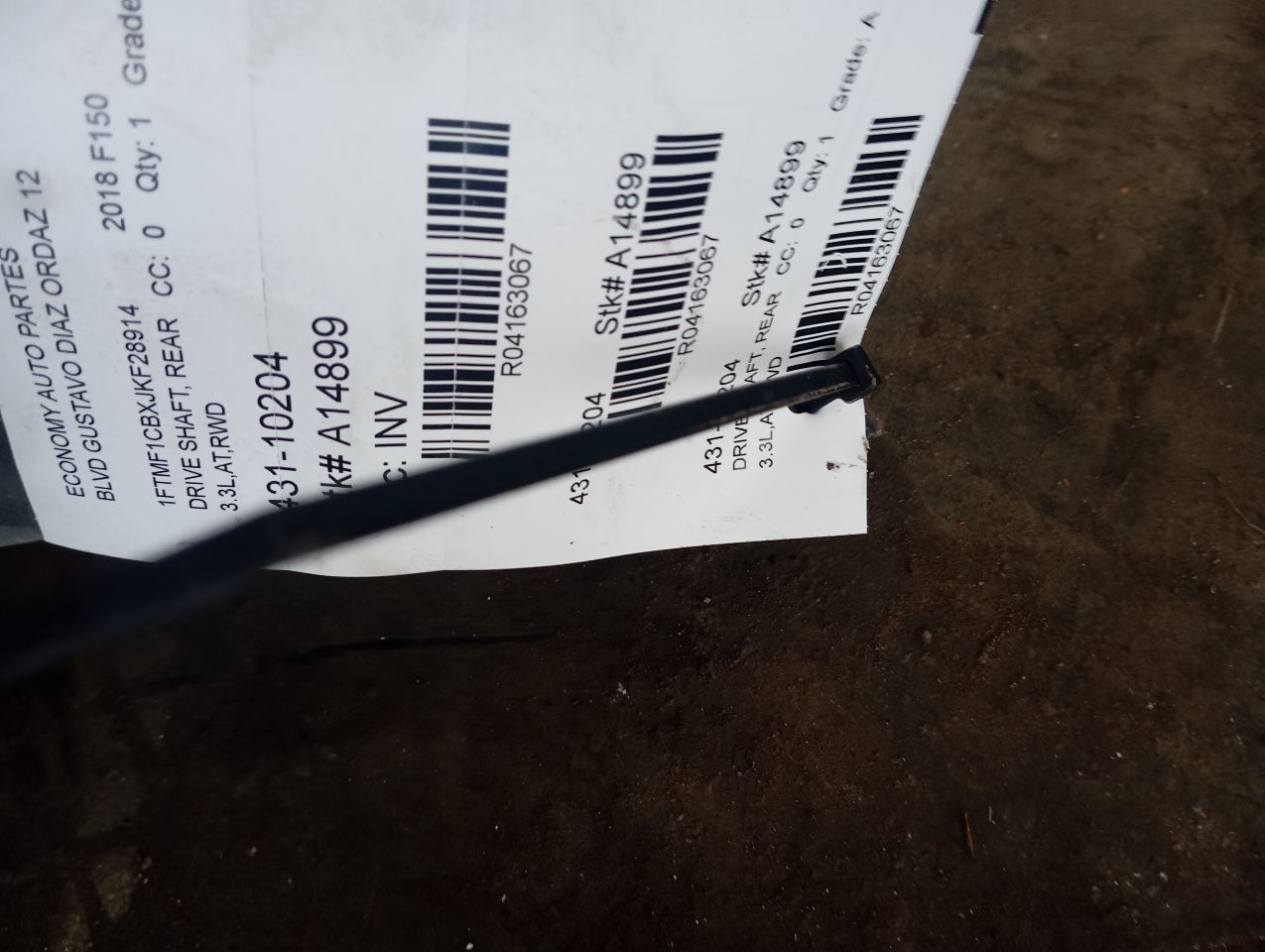2018 Ford FORD F150 PICKUP Drive Shaft, Rear