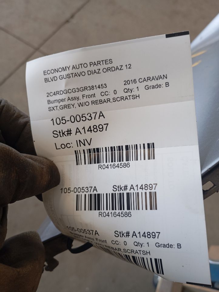 2016 Chrysler CARAVAN Bumper Assy, Front