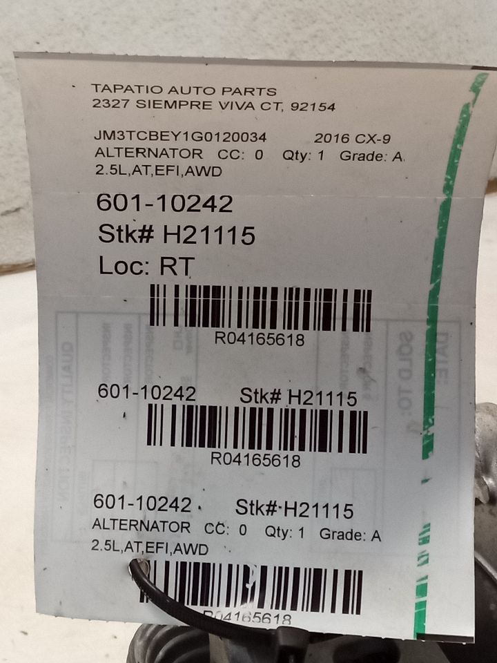 2016 Mazda MAZDA CX-9 Alternator